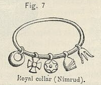 Hexagrama em colar assírio (centro). Símbolo pagão da antiga Babilônia.